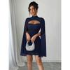 Elegant Polyester Knit Short Dress With High Waist For Business And Casual Wear
