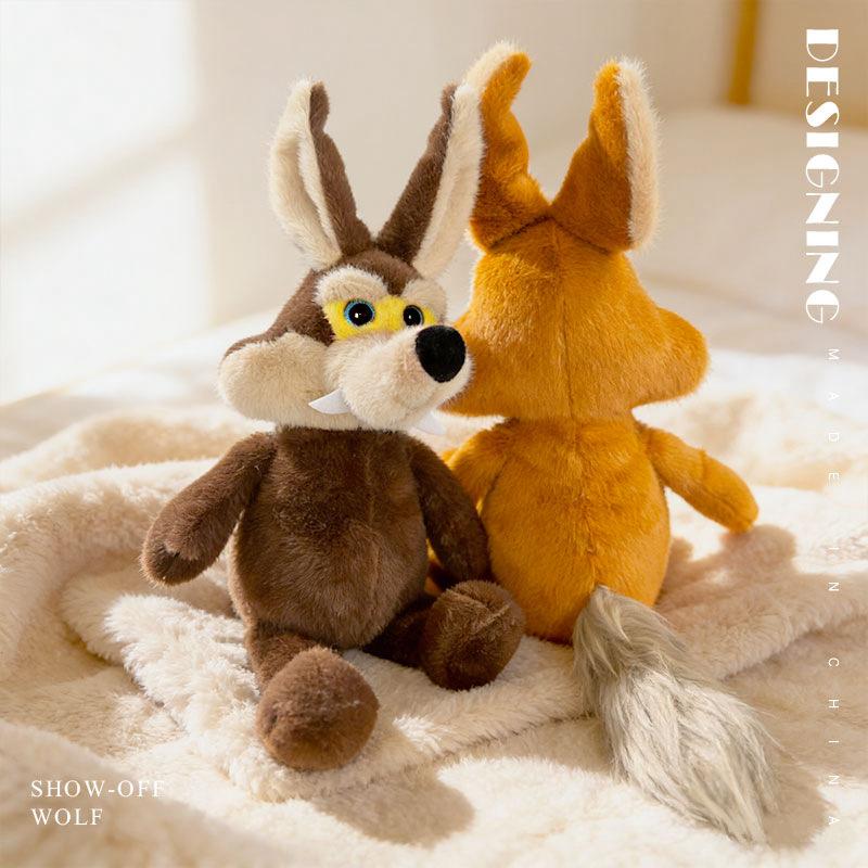 Big Tail Wolf Plush Toy Cute Cartoon Stuffed Animal Funny Doll Companion Gift for Kids Brown 43cm