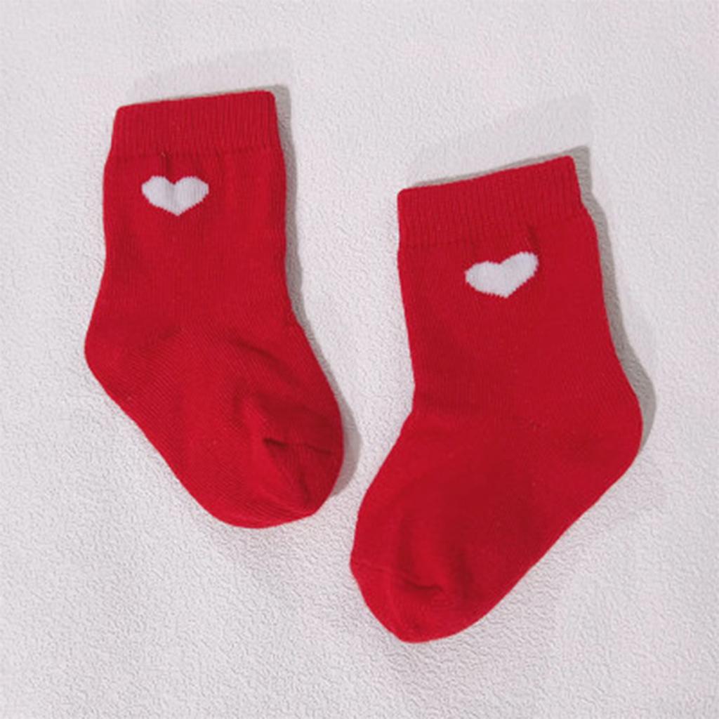 7 Pairs Pack Newborn Girls Soft Cotton Anti-Slip Socks, Fashion Cute Heart Print Short Ankle Socks Gifts for 0-1 Years Baby Girls