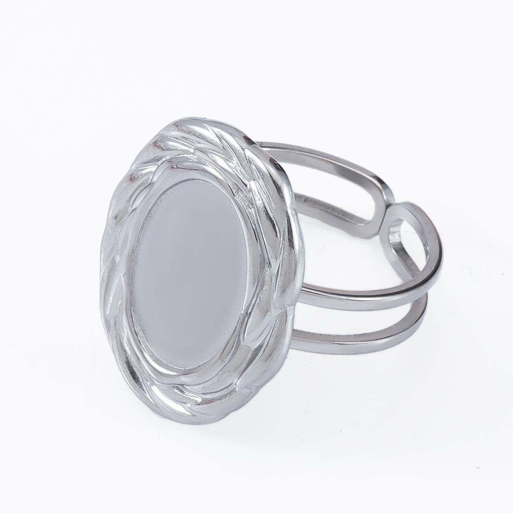 

New 2pcs Retro Stainless Steel Adjustable Open Ring Settings Blank Base Bezel Cabochons Rings for DIY Jewelry Making Accessories 2pcs
