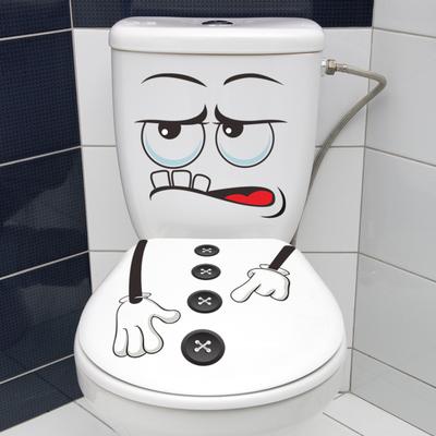 Çizgi Film İfade Tuvalet Çıkartması Su Geçirmez Çıkarılabilir Kendinden Yapışkanlı PVC Oturma Odası Banyo Duvar Sanatı Komik İfade Klozet Kapağı Dekorasyonu