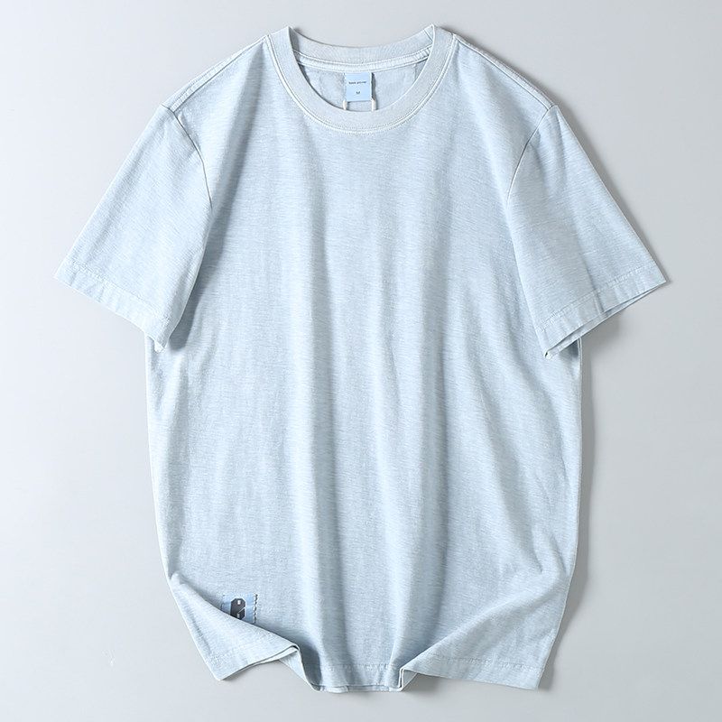 from Foreign Trade Export: Men's American Retro Short-Sleeve T-Shirt, Summer Pure Cotton, Vintage-Style, Round Neck, Solid Color, Loose Fit, Trendy