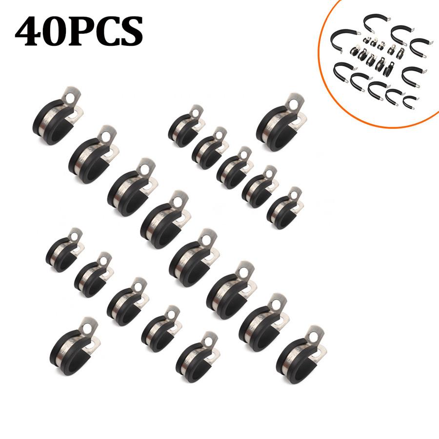 

40PC 1/2inch Tube Pipe or Wire Cord Cable Clamp Rubber Cushioned Insulated Clamp