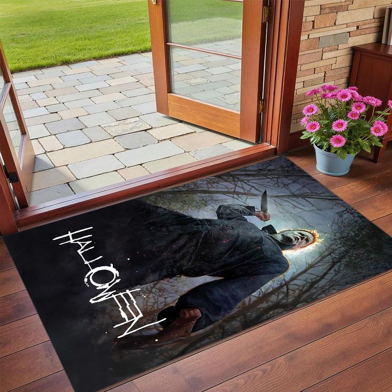 Crystal Velvet Rug Soft Non Slip Indoor Floor Mat Home DecorHalloween Michael Myers