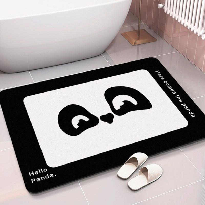 Cartoon Panda Diatom Mud Mat Bathroom Quick Drying Absorbent Non-slip Foot Mat Toilet Door Cushion Easy To Clean