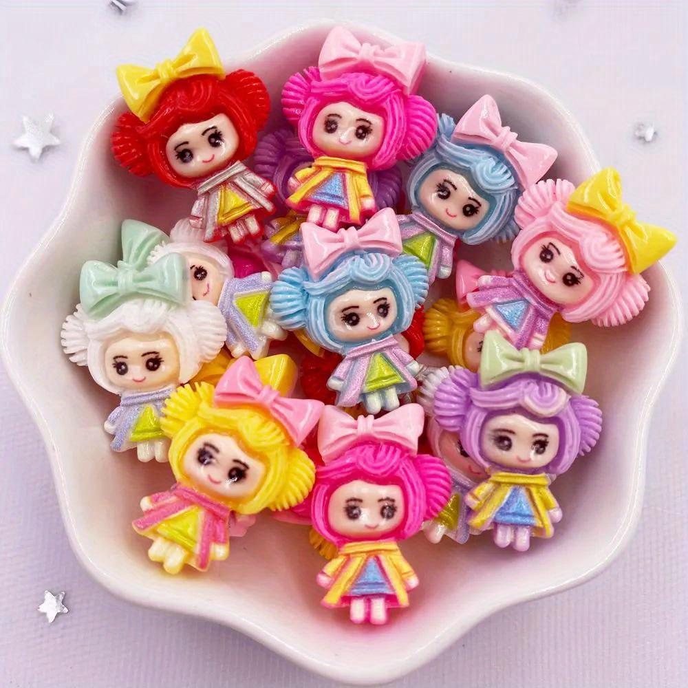 10 pièces Mélange Kawaii Coloré Résine Mini Nœud Fille Princesse Dos Plat Cabochon Scrapbooking DIY Accessoire Figurines Anime Décoration Maison Artisanat