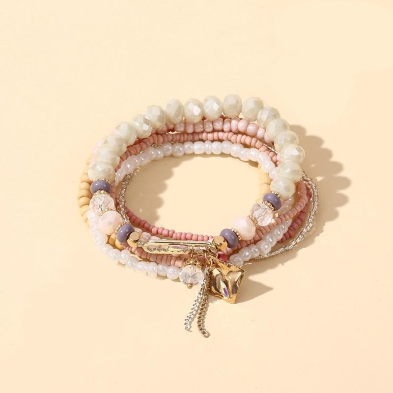 Stylish Glass Multi-Layer Bracelet Stacking Statement Bracelets Fashionable and Comfortable Jewelry for Women and Girls