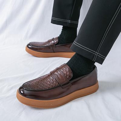 Fashion Designer New Gentleman Penny Loafers Men's Alligator Pattern Patent Leather Shoes Formal Wedding Prom Dress Homecoming Footwear