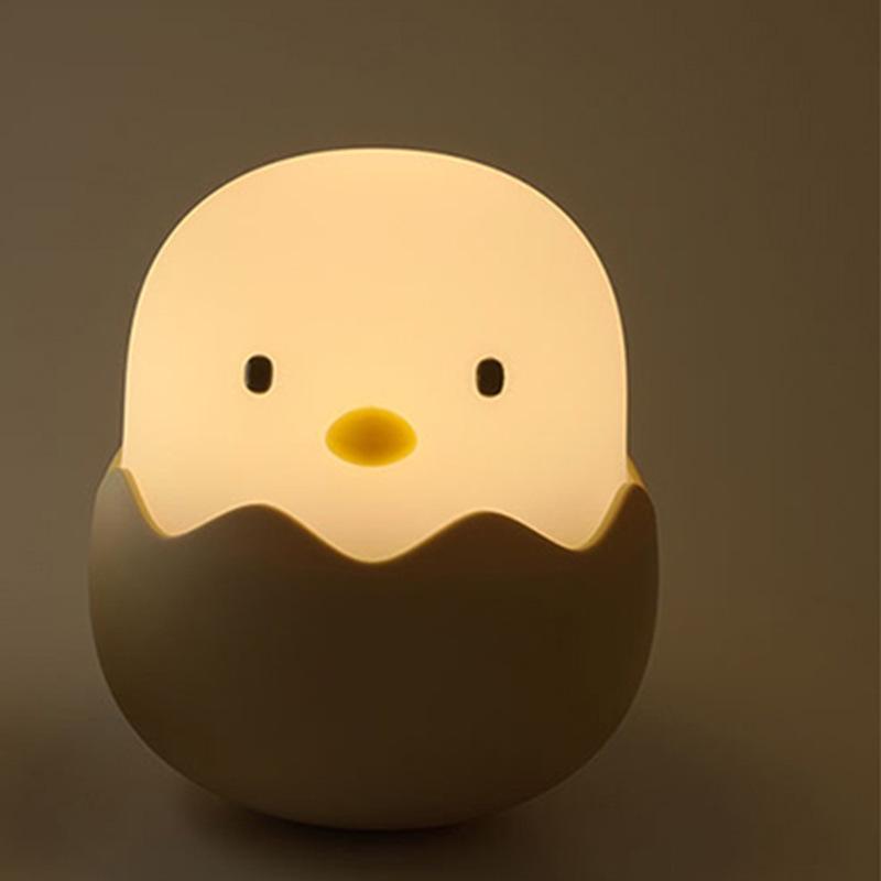 Eggshell Chicken LED Night Light - Silicone USB Rechargeable Roly-Poly Children's Desk Lamp