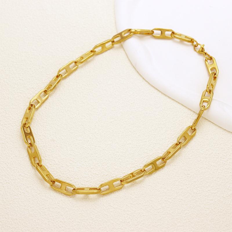 Jewelry Titanium Steel Necklace Creative Japanese Word Chain Versatile Clavicle Bare Chain Ot Buckle Set Stainless Steel Jewelry