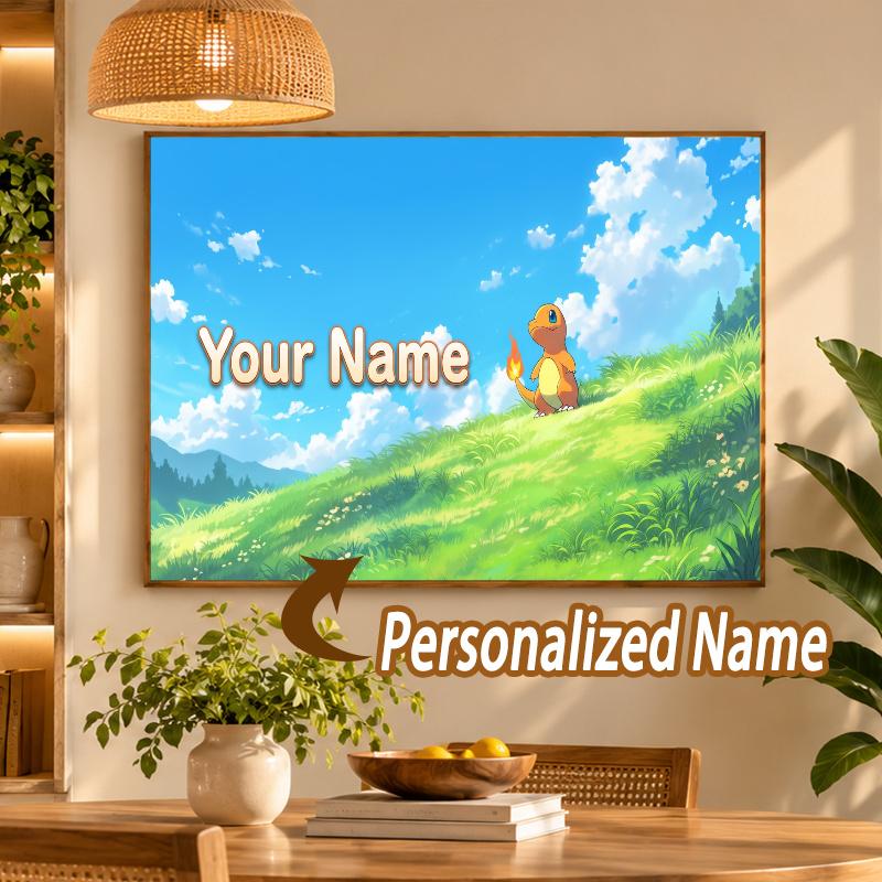 Charmander Custom Name Diamond Painting Personalized 5D Full Drill DIY Diamond Art Home Decor