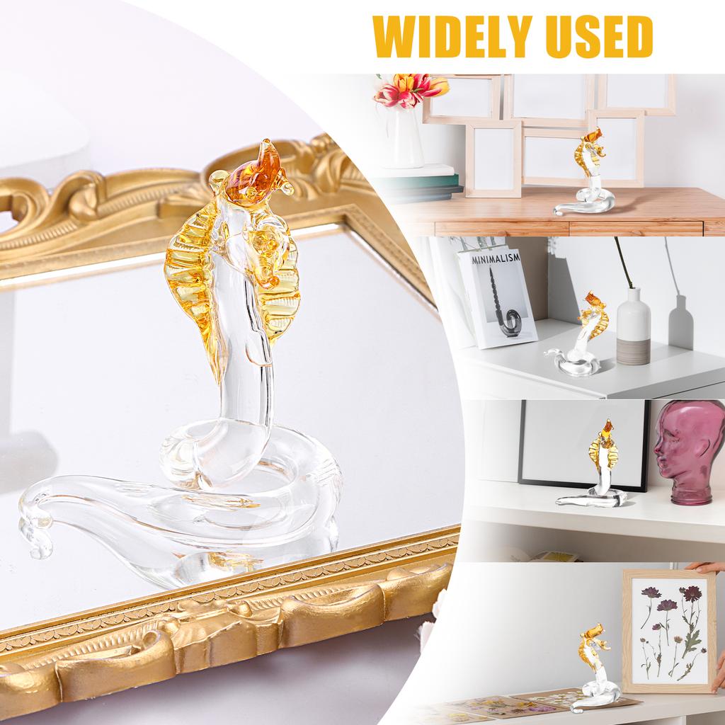 Crystal Snake Statue Hand Blown Glass Snake Figurines Chinese Snake Decoration For Home Lucky Feng Shui Decor 4.3 Inch
