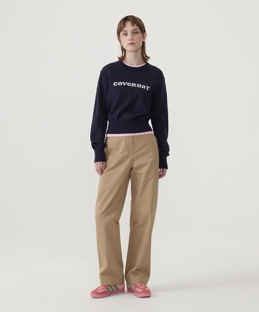 COVERNAT WOMAN Straight Cotton Pants Beige