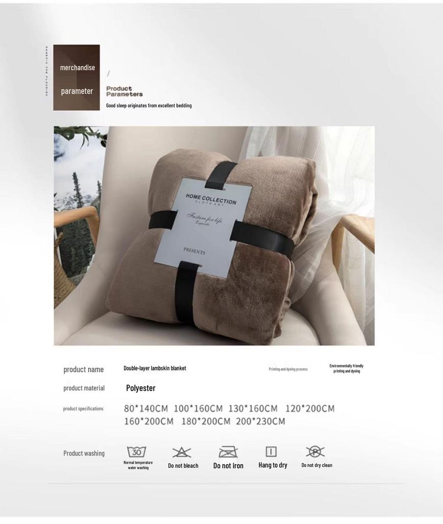 Xianci Double-Layer Lambswool Coral Fleece Throw Blanket for Sofa and Office