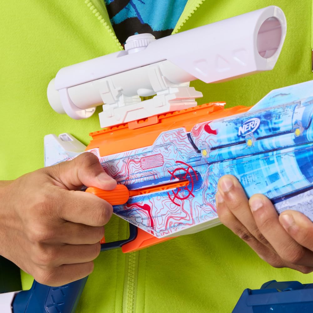 Hasbro Nerf Loadout Arctic Zero Striker Blaster with 4 Interchangeable 24 N1 and a Toy Gift for Ages Authentic Accessories, Darts, 6-Dart Built-in