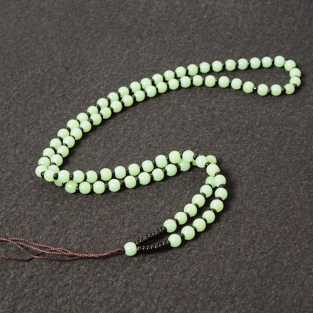 Handmade Woven Glass Beads Lanyard with Jade Guanyin Pendant