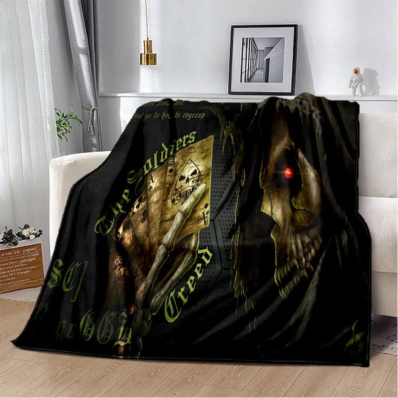 D Grim Reaper Skull Gothic Soft Plush Flannel Throw Blanket for Bedroom Living Room Sofa Picnic Kids