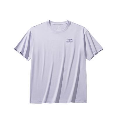 Séria Lifestyle Športový Bežný Jednoduchý Jednofarebný Okrúhly Výstrih Pulóver Voľné Krátke Rukávy Tričko Unisex Tričko Ranná Hmla Fialová 972528124-3