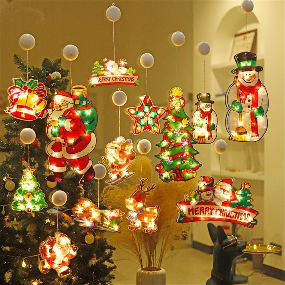 1Pcs Christmas Lamp Window Hanging Lamp Christmas Decorative Lamp Shop Window Room Decoration LED Sucker Light Small Colored Lamp