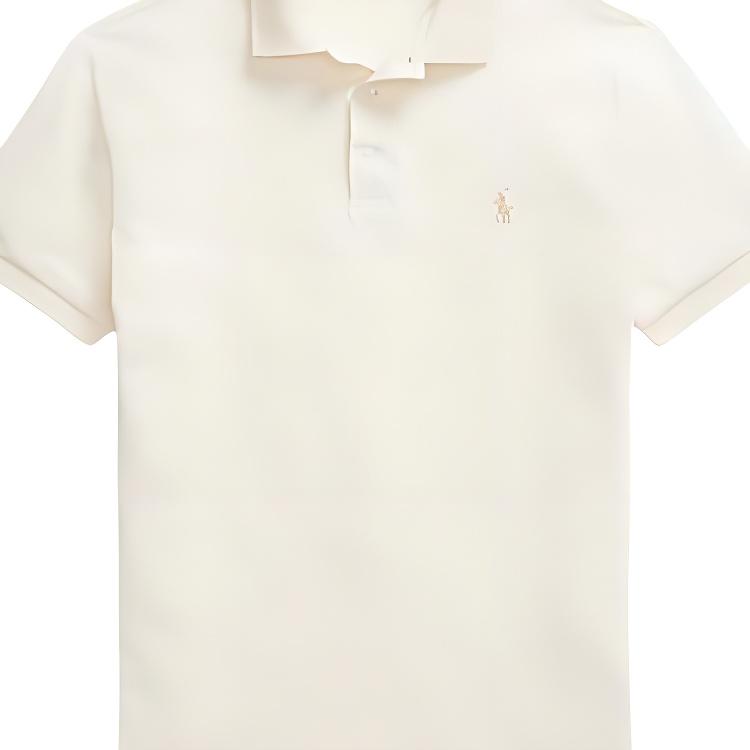 Polo Ralph Lauren Slim Fit Short Sleeve Button Polo Shirt Men tops Cream MNPOKNI1N823385-101