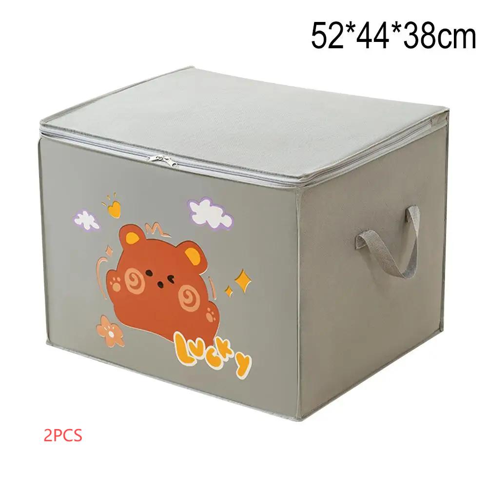 Large Capacity Clothes Quilt Storage Bag Cute Printed Pattern Foldable Dust-proof Wardrobe Storage Box Clothes Organizer