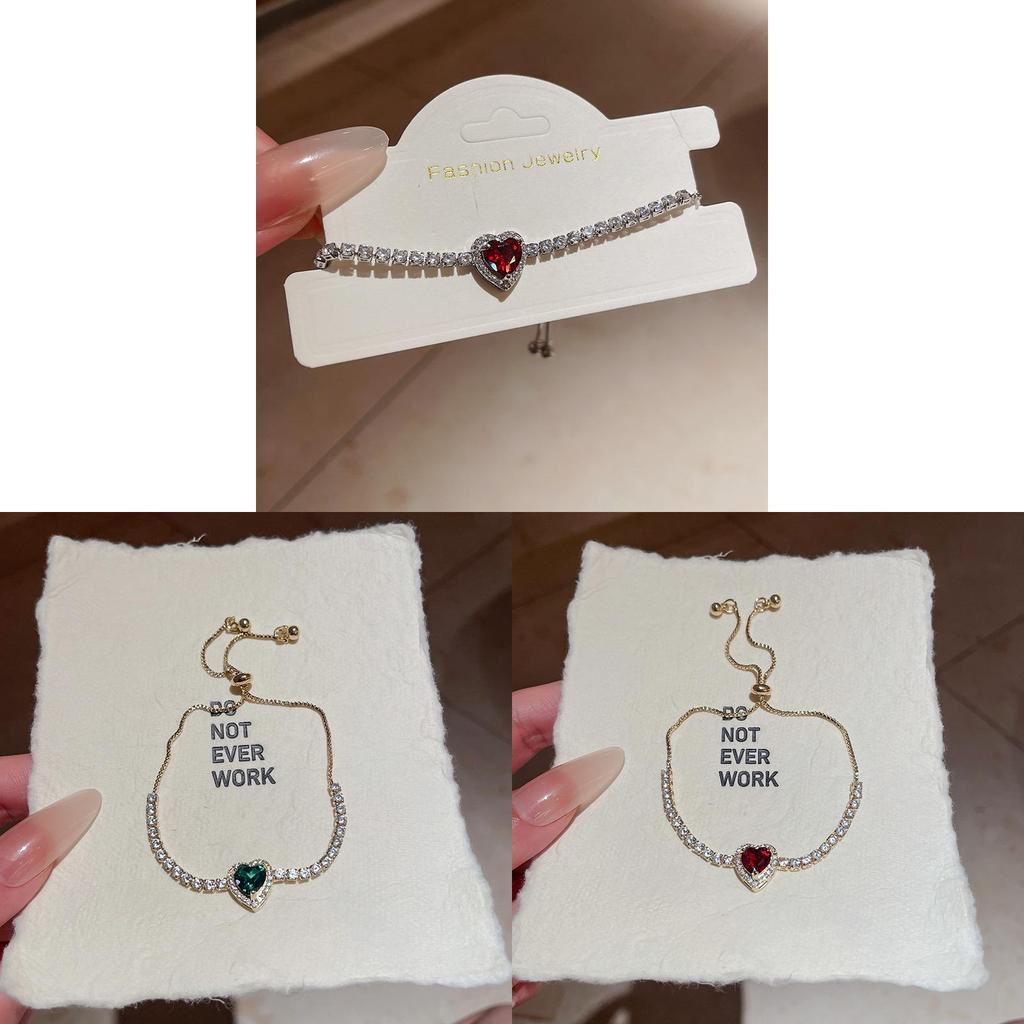 European Style Ladies Heart Pendant Bracelet With Cubic Zirconia For Gift And Office Wear