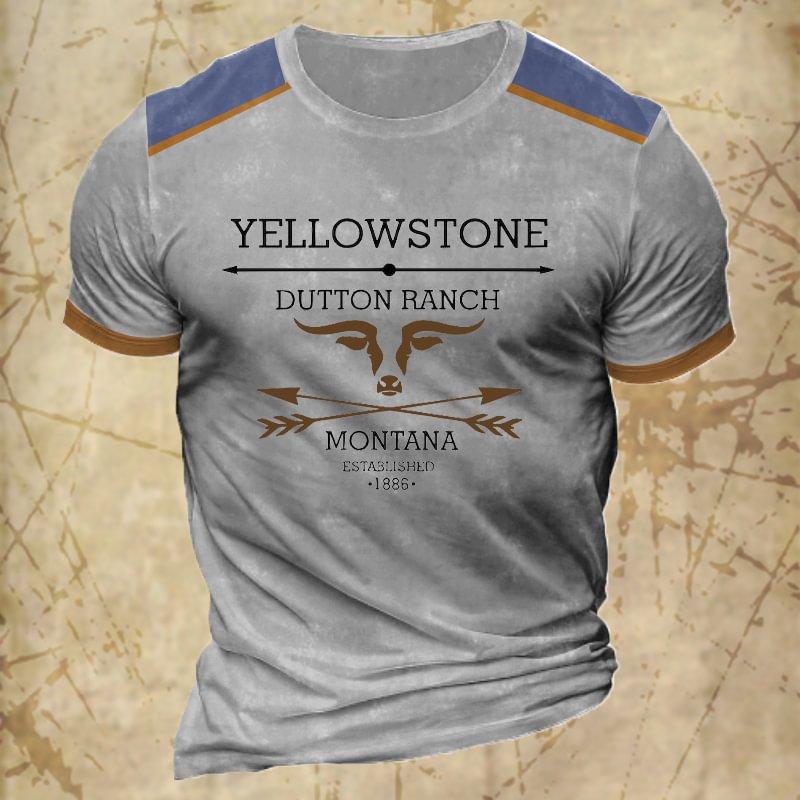Vintage Men's T Shirt Yellowstone Graphic Print T-Shirt Top Summer Fashion O Neck Tee Pullover Harajuku Oversized Male Clothing