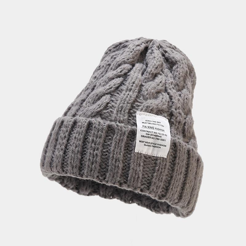 Simple Autumn and Winter Hat Big Head Circumference Knitted Wool Hat Loose Ins Face Small Twist Thickened Winter Warm Hat