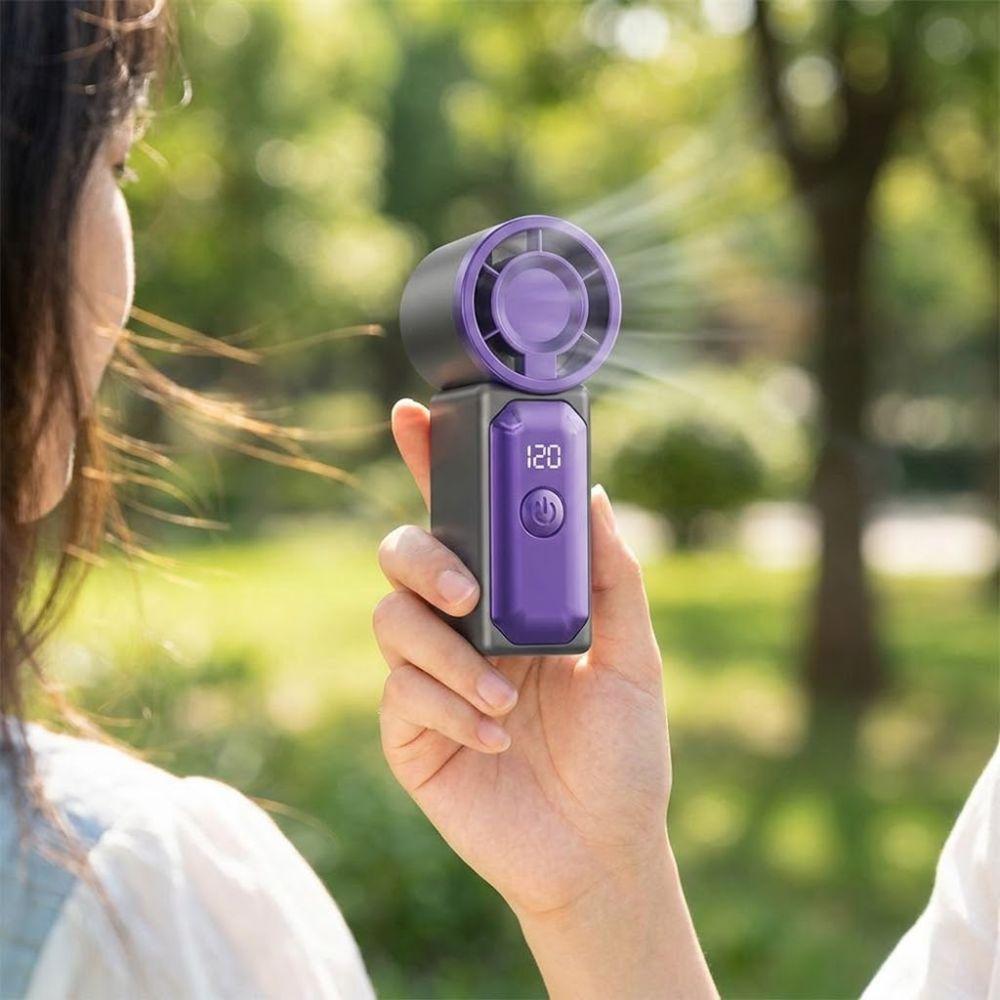 Convenient LED Display Portable Mini Fan High Speed Turbo Fan Electric Fan Ultra-Quiet Adjustable Speeds Handheld Fan Outdoors