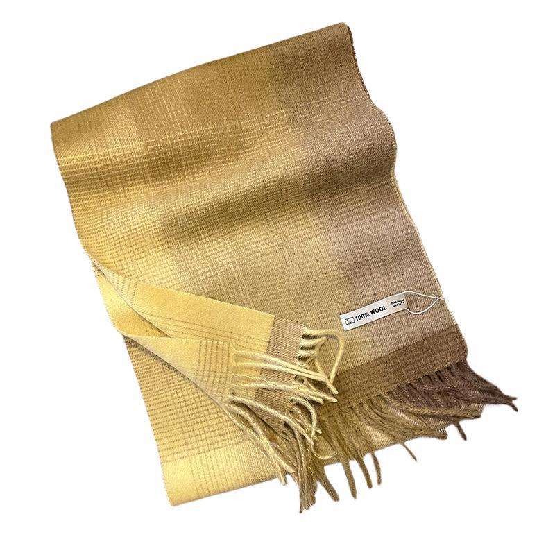 Cachecol de inverno de lã xadrez coreano - quente, versátil, à prova de vento, elegante para estudantes e meninas