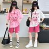 Girls' Summer Casual Set New Korean Style Fashionable Loose Girls' Summer Short Sleeved Shorts Set