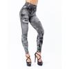 Sexy Elastic Imitation Faux Jeans Leggings High Waist Pants Fitness Slim Leggins Sport Push Up Leggings For Women