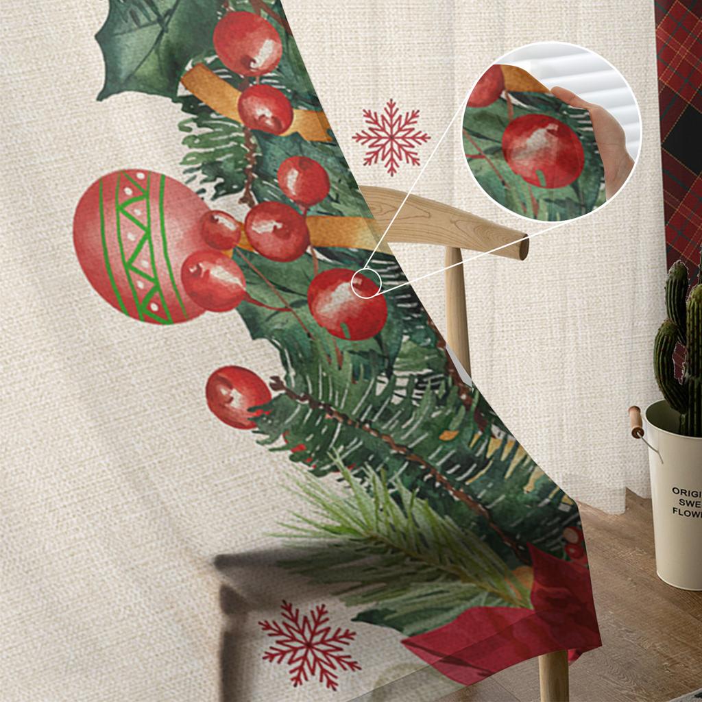 Jul Snöflinga Lampa Kula, Sovrum Transparent Skira Gardiner Högtidsdekoration Fönster Voile Tyllgardin