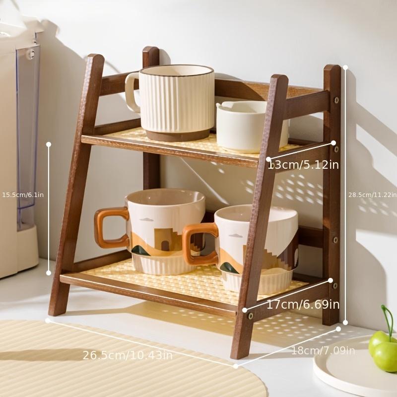 A Two-Tier Storage Rack for Cups, a Mini Shoe Rack, a Laundry Room Shelf, an Ins-Style Rattan-Like Cup Holde