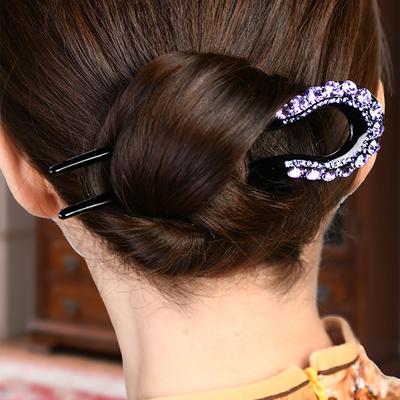 Vintage Haarschmuck Kristall Haarnadeln U-Form Haarstab Nadel Haarspangen Frauen Strass Blume Haarnadel Mode Kämme