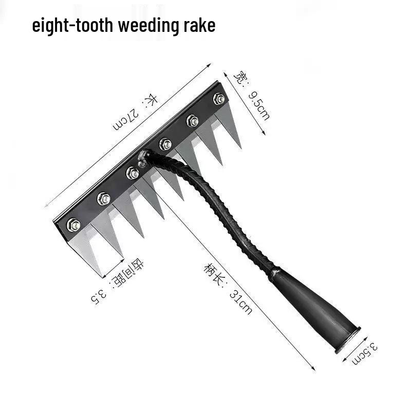 Multi-functional Manganese Steel Garden Rake with Blade for Weeding and Soil Turning