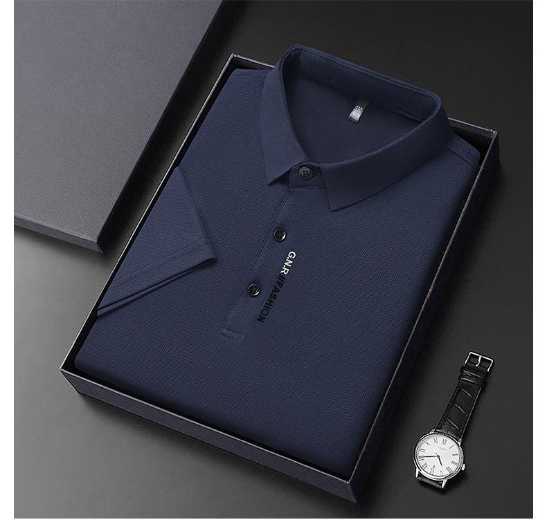 Men's Summer Ice Silk Short Sleeve Lapel T-Shirt - Versatile, Trendy, Cool, and Casual.