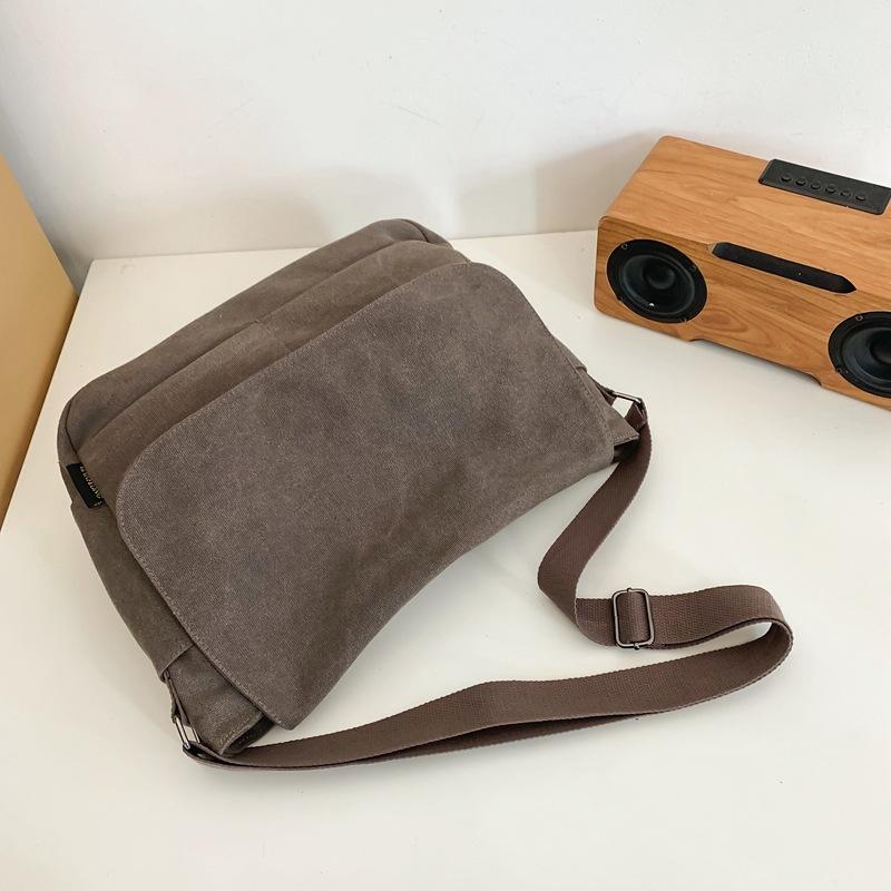 

Simple large-capacity bag New canvas bag Female college student couple one-shoulder messenger bag серый