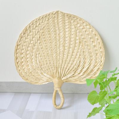 Natürlicher Bambus Raffia Handfächer im chinesischen Stil handgefertigt Webfächer gewebt Palmblatt