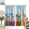 Kids Cartoon Pencil Curtains Colorful Crayons Art Printed School Curtain Nursery Bedroom Living Room Home Polyester With Rod Pocket Washable Sitting