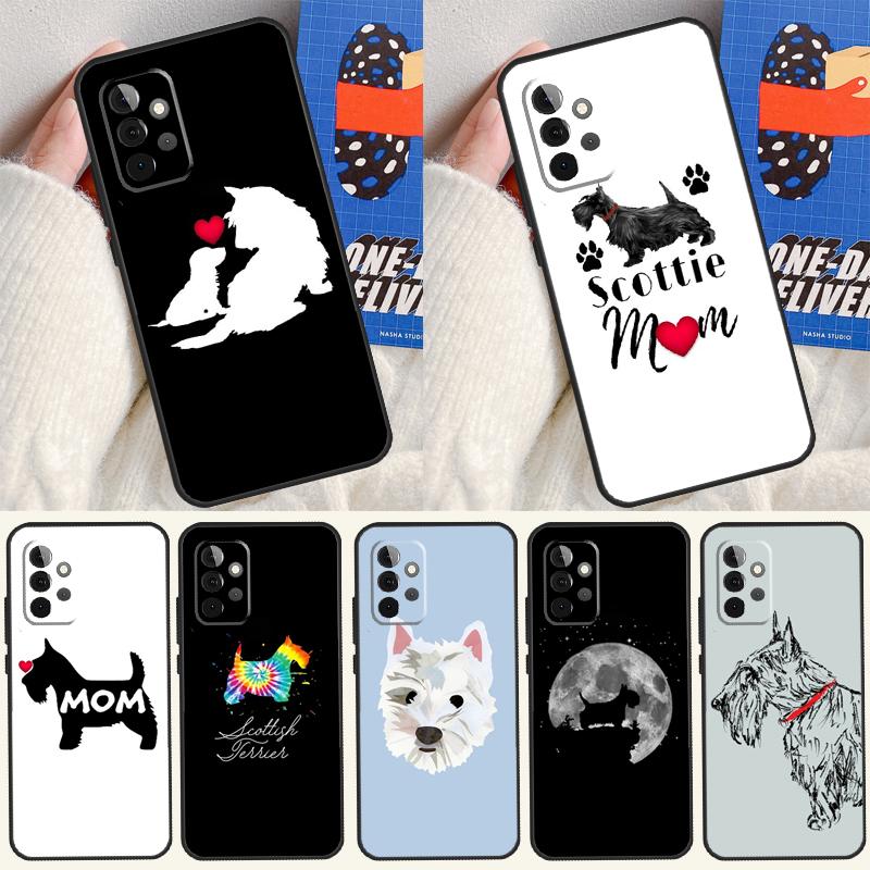 Westie Scottie Skotsk Terrier Fodral För Samsung Galaxy A53 A15 A22 A52 A32 A54 A14 A16 A26 A36 A56 A55 A35 A05 A06 A33 A13