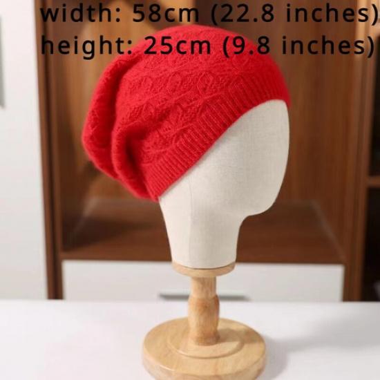 Lady Thick Knitted Slouchy Beanie Hat Outdoor Warm Cap Hollow Out Casual Winter