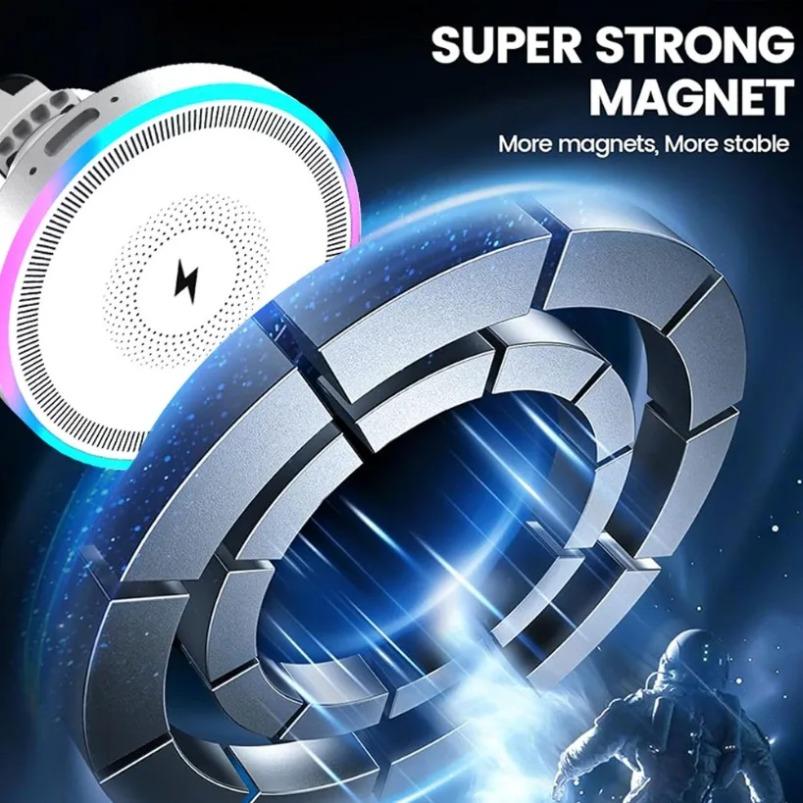 Držák do auta s 360° rotací do mřížky ventilace s magnetickou bezdrátovou nabíječkou pro iPhone 16 15 14 13 12 Pro Max, rychlonabíjecí stanice