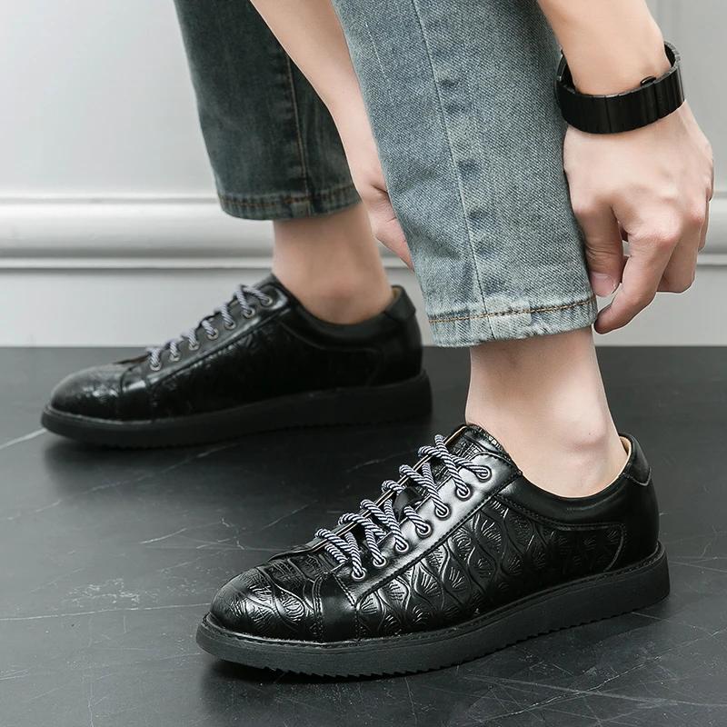 Fashion Brand Men Casual Shoes Leather Fashion Spring New Mens Sneakers Daily Commute Outdoor Versatile Leisure Thick Soled Shoes Man