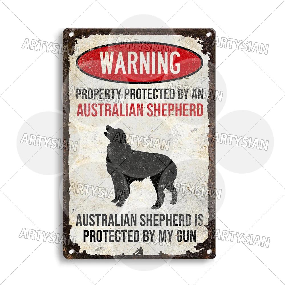 Beware Of Dog Warning Metal Sign German Shorthaired Pointer Aussie Dachshund Labrador Doxie Bulldog Dobermann Pyrenees Shiba Pug