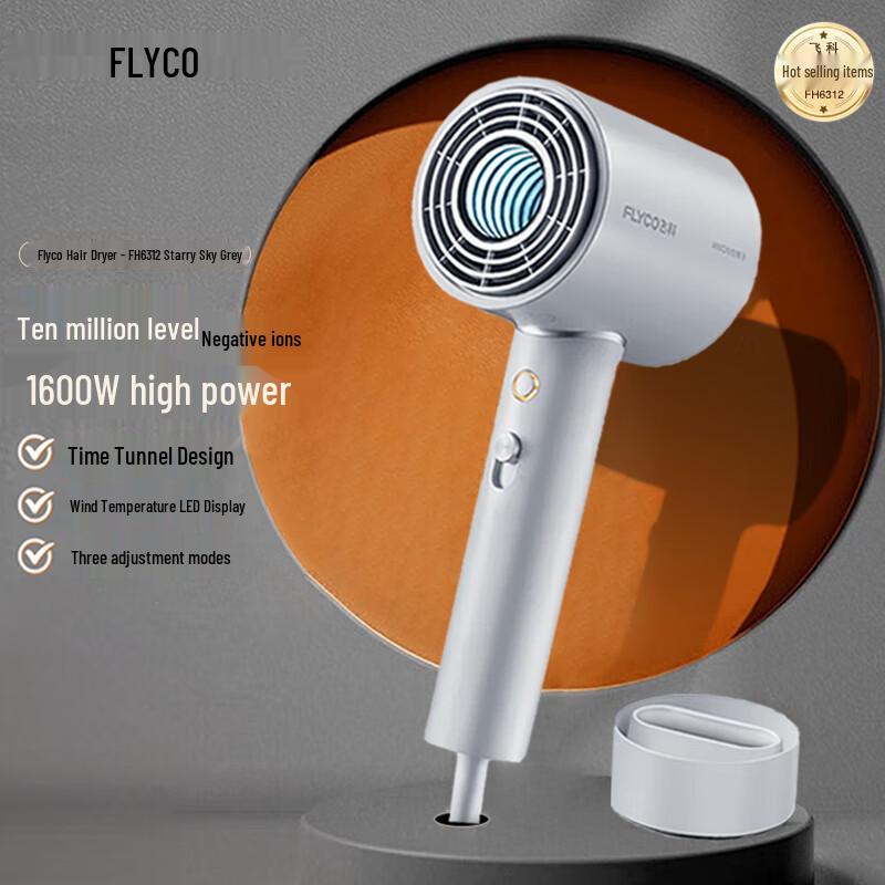 FLYCO FH6312 High-Speed Negative Ion Hair Dryer CN plug (adapter included)