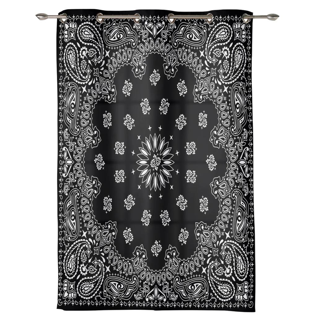 Schwarz Weiß Bandana Böhmische Hall Vorhänge Für Wohnzimmer Küche Jungen Mädchen Schlafzimmer Langer Vorhang Für Fenster Cortinas Heimdeko