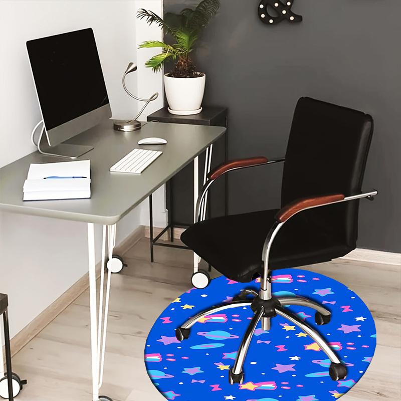 1pc Office Carpet Chair Mats Space Stars Planets Universe Pattern Perfect for Decorating Office Chairs, Living Rooms, Or Bedrooms