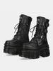Fashion Punk Style Women Boots Lace-up Heel Height Platform Shoes Woman Gothic Ankle Rock Boots Metal Decor Man And Woman Sneakers 2025