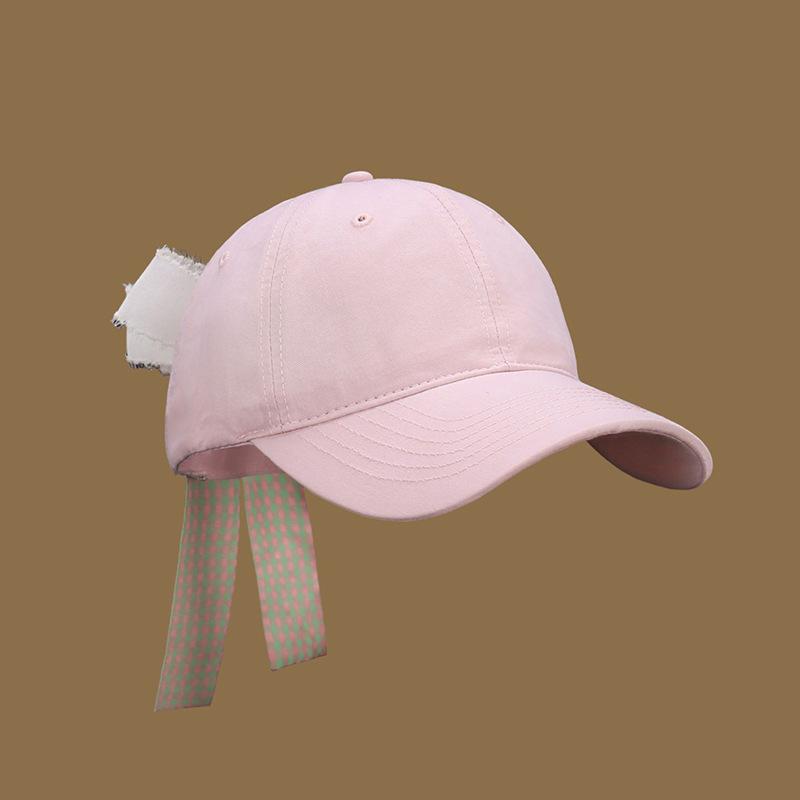 Minimalist Bow Ribbon Soft-Peak Baseball Cap: Fresh Summer Solid Colour, Versatile Sun Protection Cap